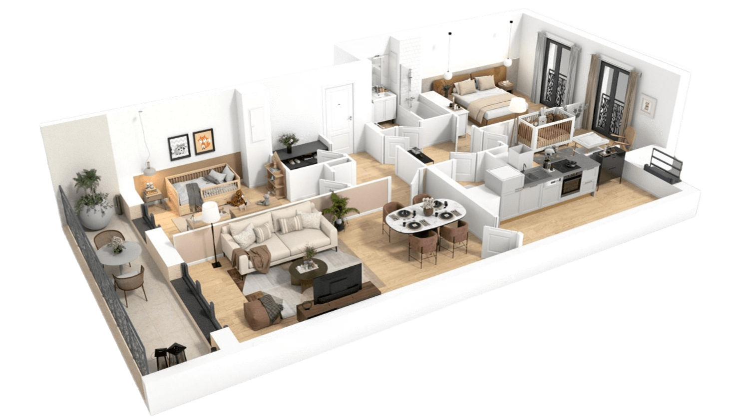 Plan en coupe d’un appartement de type T4